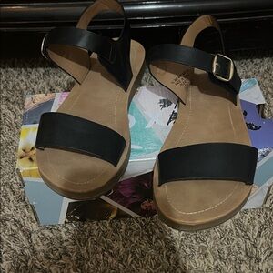 Black Sandals with Adjustable Strap